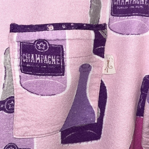Munki Munki purple and pink champagne themed pajama top only size small flannel - Picture 3 of 6